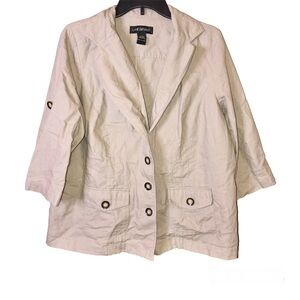 Lane Bryant Ecru Linen Blend‎ Utility Jacket Tan 14/16